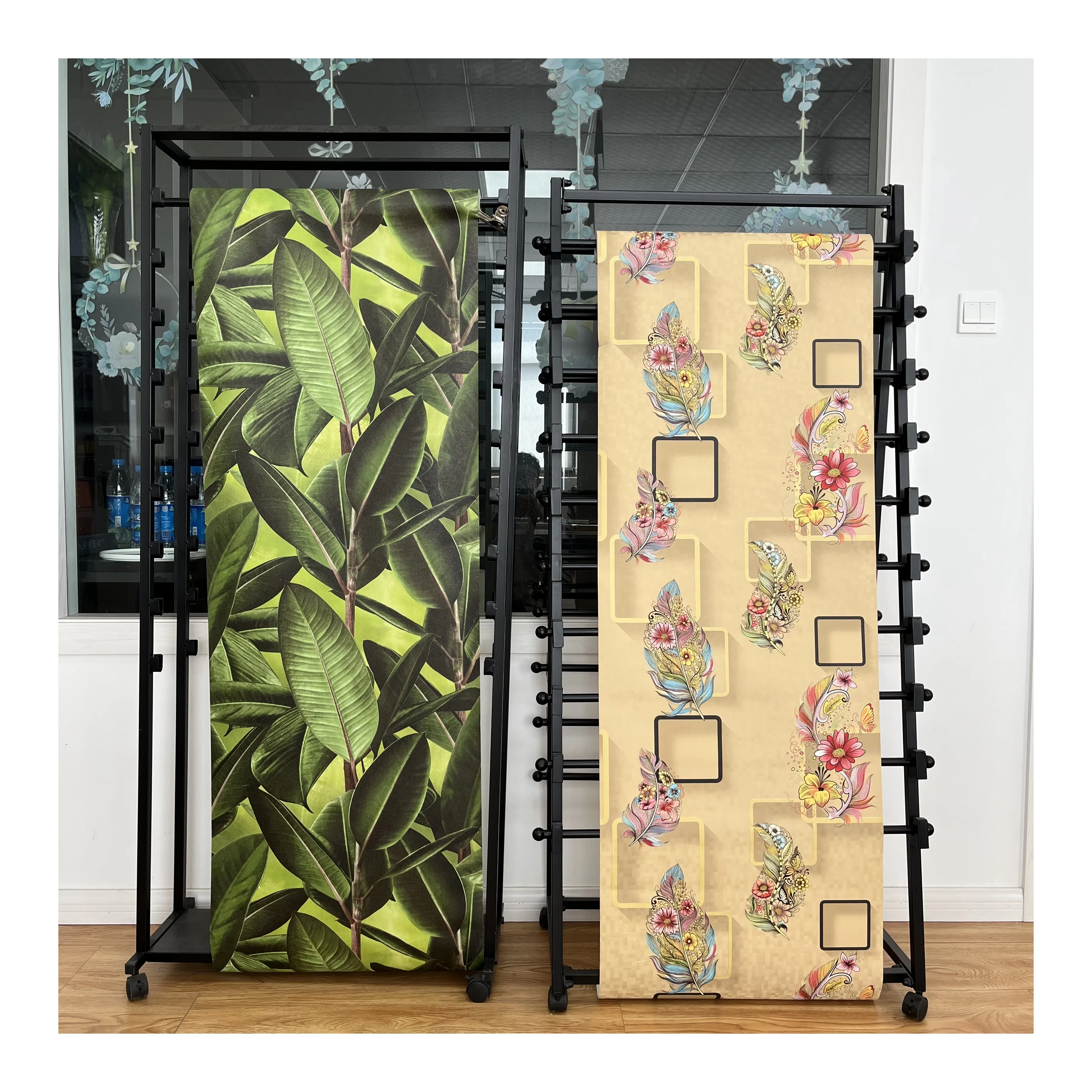 PVC waterproof 3d flower wall paper rolls china,European style geometric wallpaper