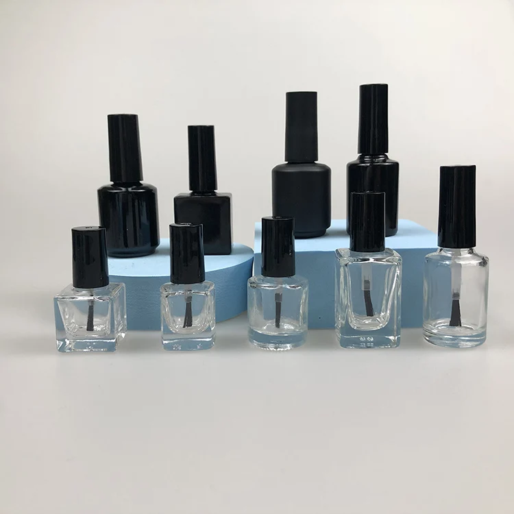 Round Varnish Square Gel Shape Empty Polish Glass Bottle Nails Polish 15ml Clear Bottle