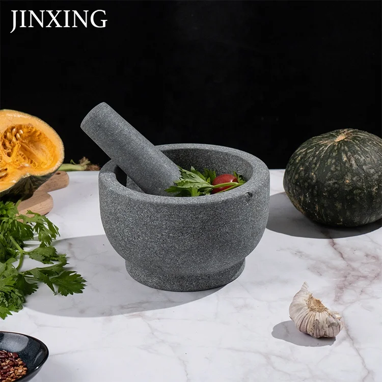 Chinese Factory New Style 18.5*4.3*3.3cm Polished About 5kg Granite Spices Mortar With Pestle