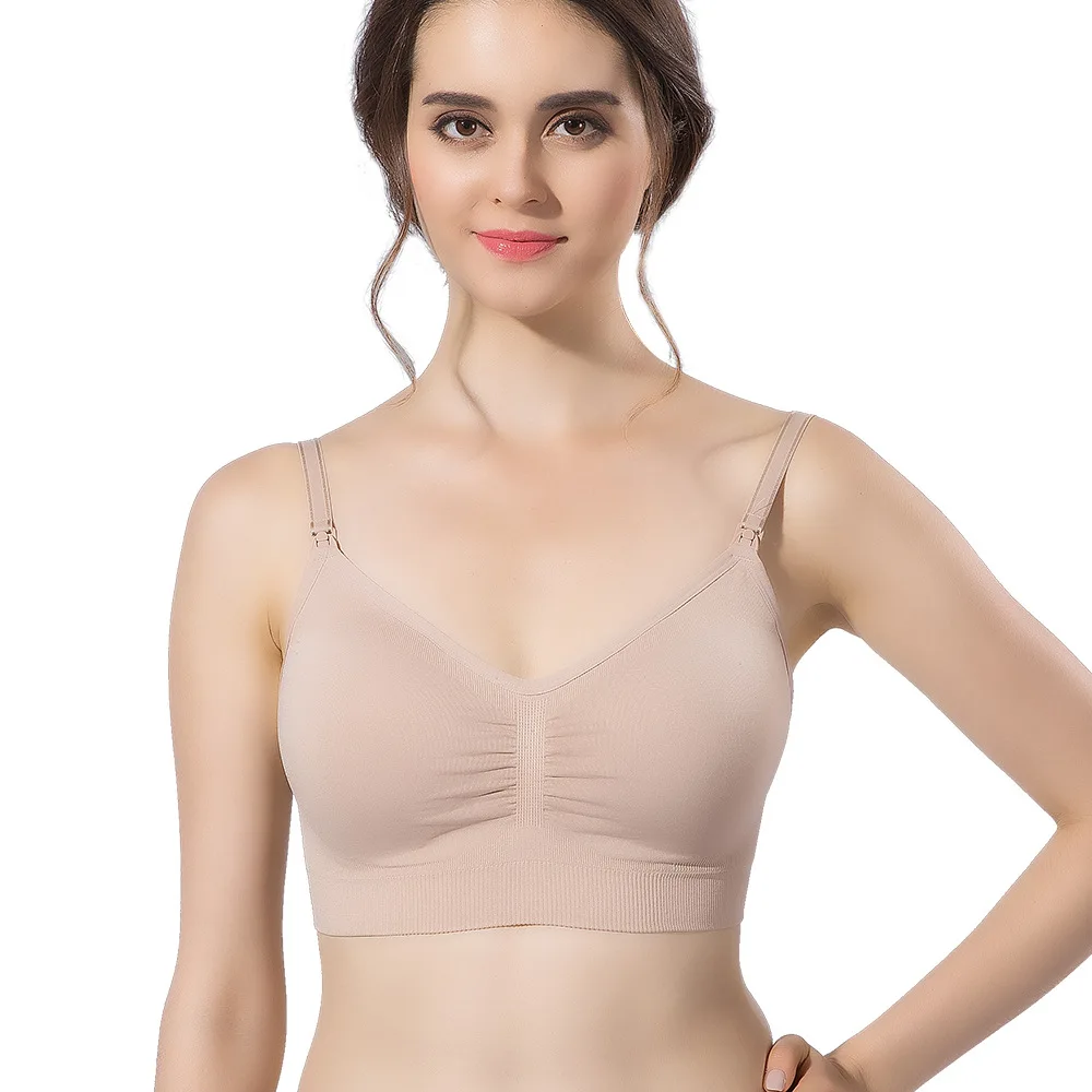 BRWX066  S-4XL Manufacture Front Open Nursing Bra Soft Breathable Maternity Wireless Adjustable Shoulder Strap Bras