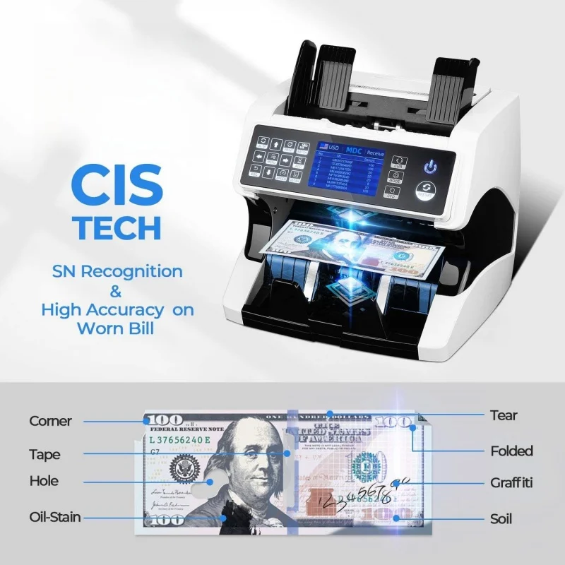 Mix Value Cash Counting Machine USD EURO Mutil Currency Counter