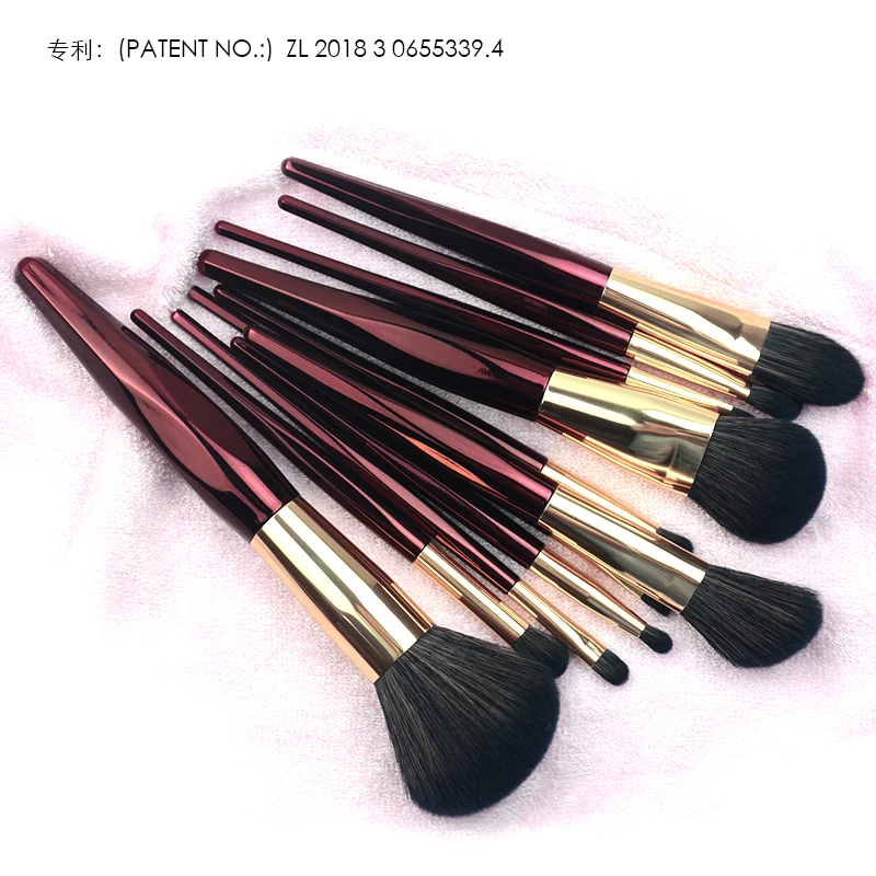 Makeup Brush Synthetic Filament Brushes 11 Pieces Foundation Powder Concealer Eyes Shadows Red Wine Makeup Brush Set