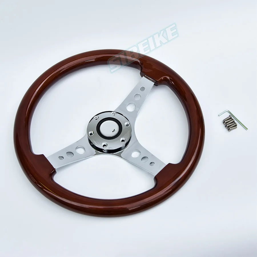 Universal 14inch Car Classic volante de madera Real Wood Steering Wheel Support Customized