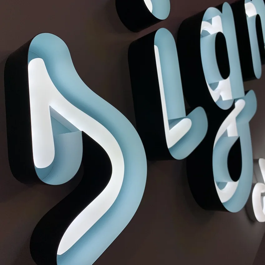 Customized stainless steel framed acrylic alphabet/letter logo LED neon sign for indoor/outdoor