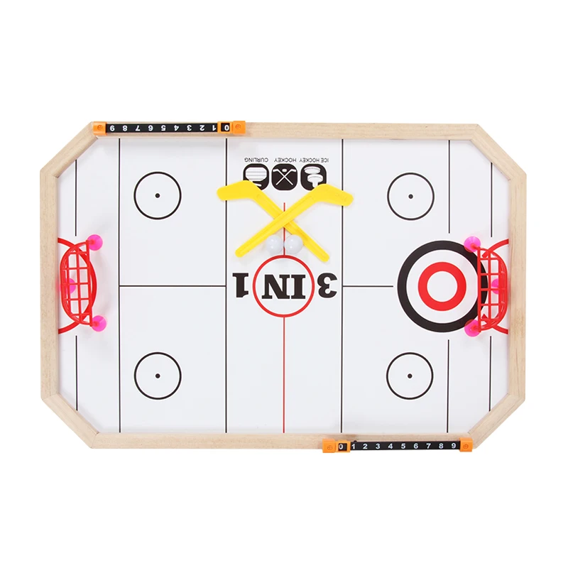 Huangguan 20 Inch 5 in 1 Solid Wood Game Board Include Floorball  Hockey Backgammon Bouncing Chess Curling For Toys Gifts
