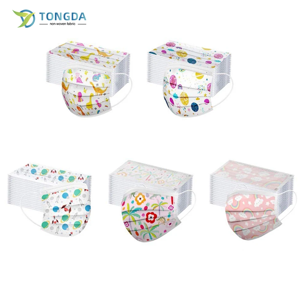 Nonwoven Printing Disposable 3layer Kids Face Mask with Earloop children Masks