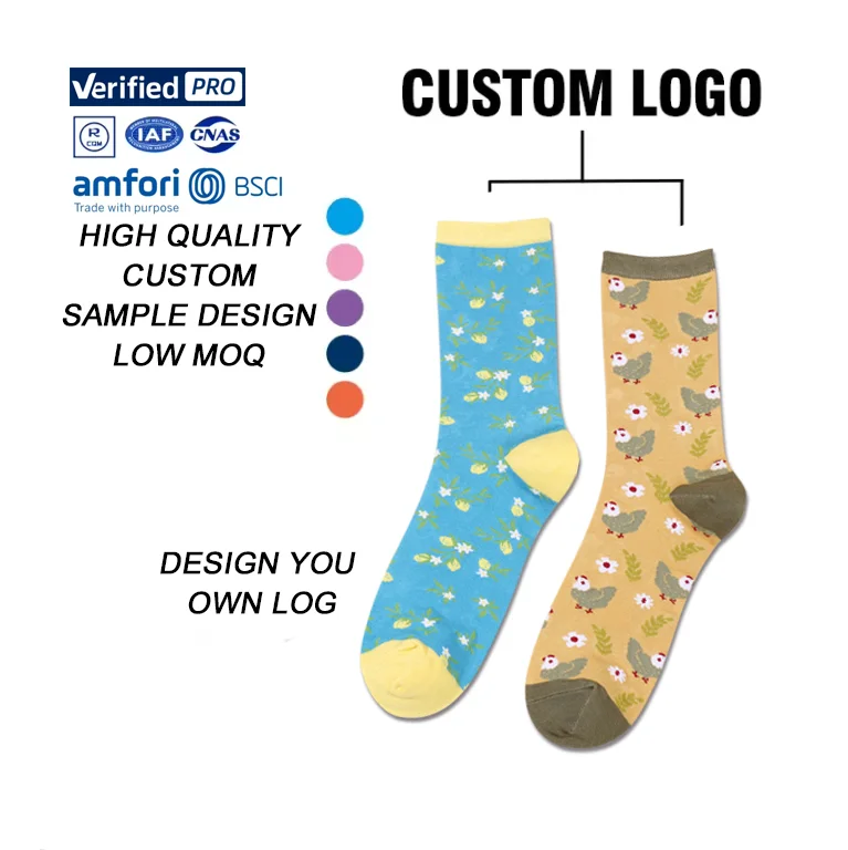 Custom Logo Crew Funny Cotton Design Colorful Logo Unisex Character Oem Socks socks Wholesale Men Happy Socks
