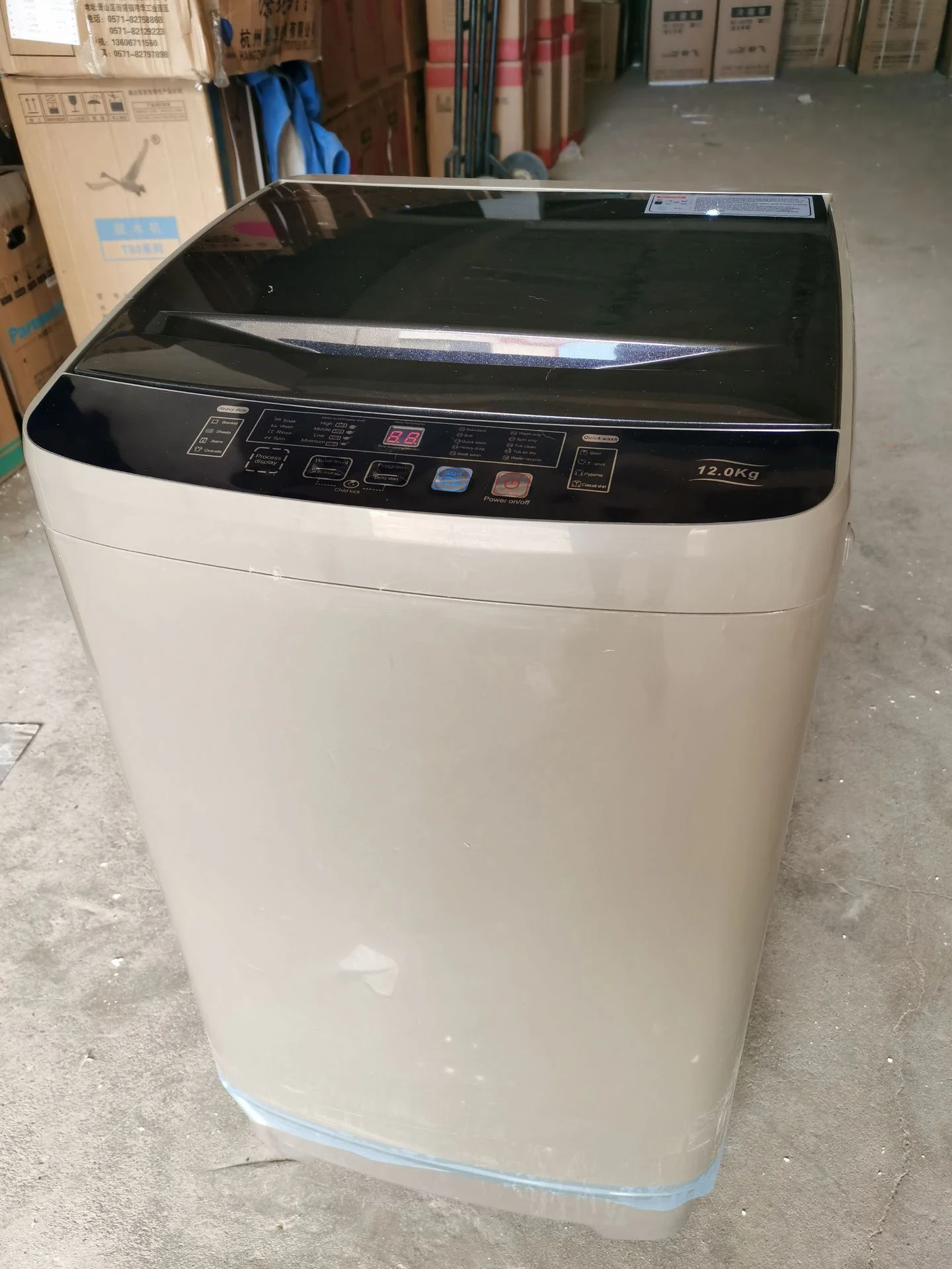 2022 Home 12kg Fully Autom Pulsator washing machine English version automatic blue light air drying water 12KG washing machine