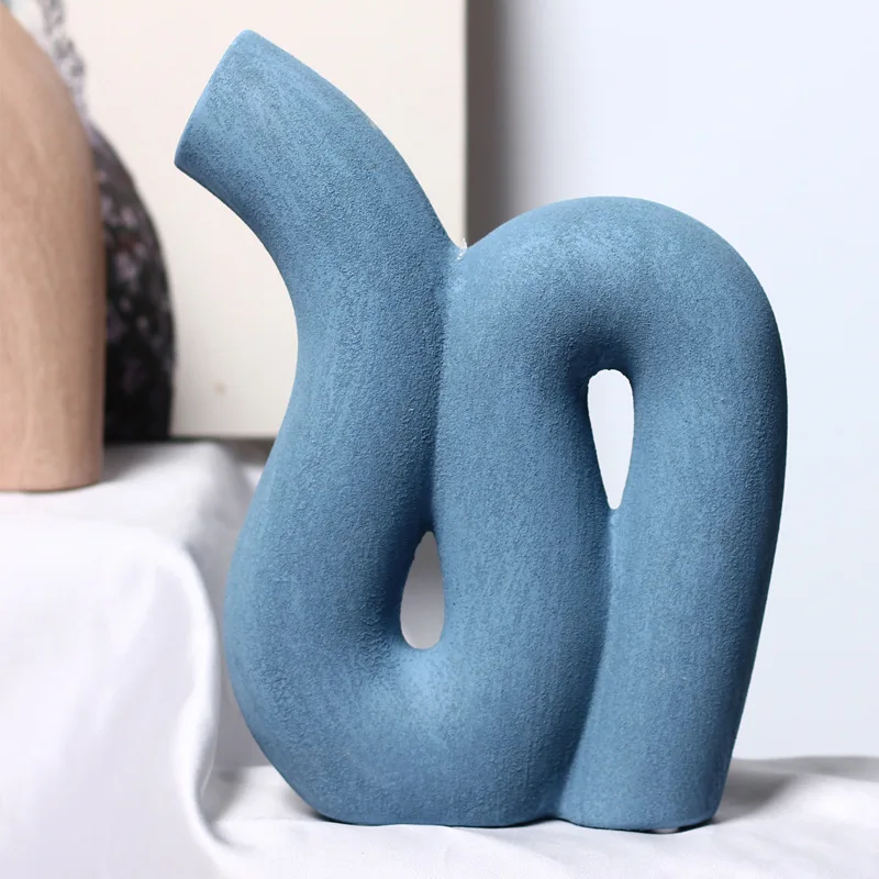 Rural Morandi Simplicity Style Irregular Design Flower Arrangement Home Decor Ceramic Vase