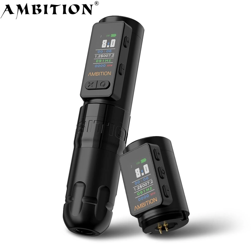 Профессиональный поворотный беспроводной татуировочный станок с двойным аккумулятором 2400 мАч