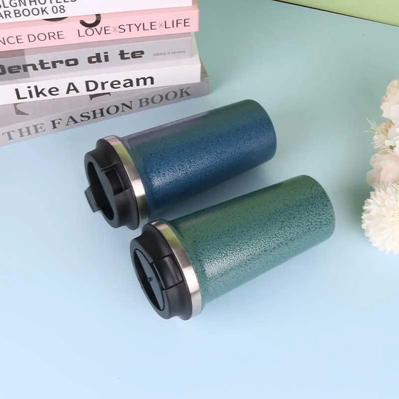 PICUS Eco-Friendly 15oz Double Wall Vacuum Travel Coffee Mug Car Coffee Cup  With Flap Lid