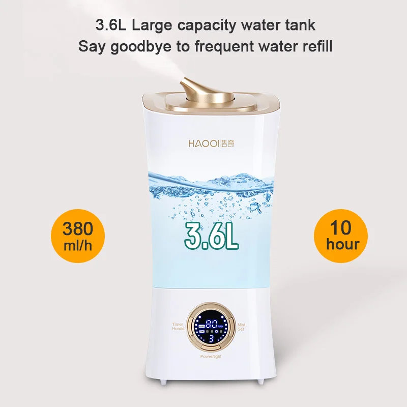 3.6L Smart Greenhouse Humidifier Cool Mist Maker Old Mature Down Filling Electronic Air Humidifier