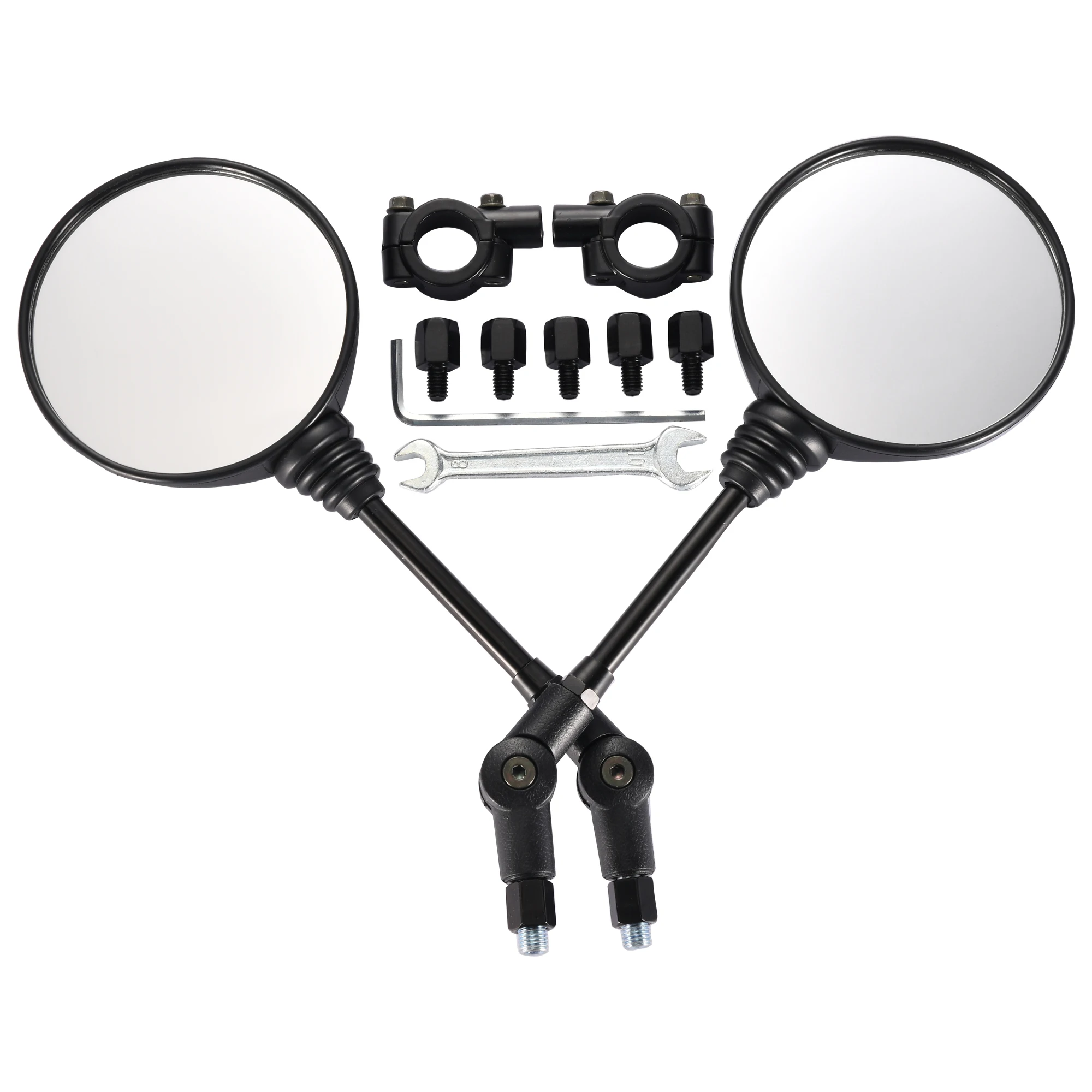 GOOFIT 8mm 10mm Round Motorcycle Side Mirrors Folding Rear View Mirrors With Adaptor Universal For ATV UTV Dirt Bike Quad Scoote