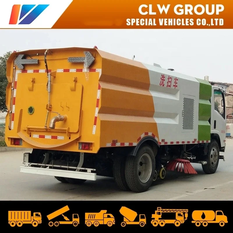 I-suzu 700p 4*2 190HP Multifunctional Sweeper and Washer Cleaner car 10tons Self Dump Road Washing and Sweeping Truck