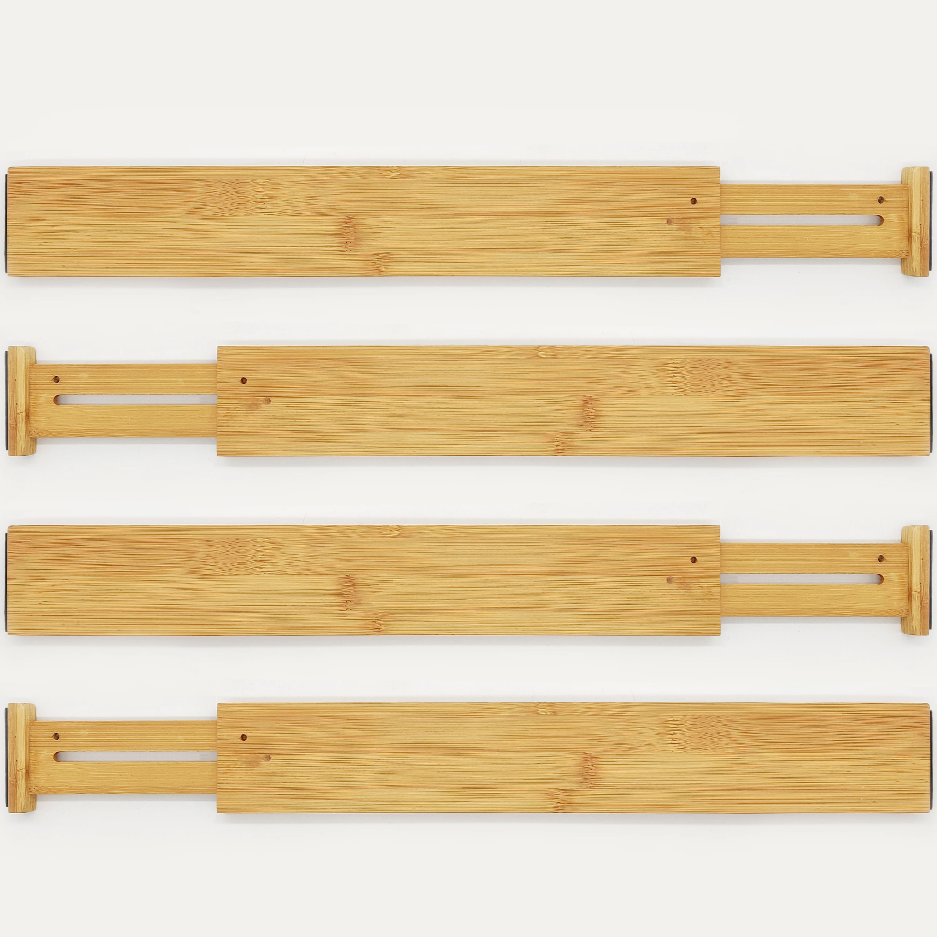 YCZM Natural Drawer Divider Set of 4 Kitchen Drawer Organizer Adjustable Bamboo Drawer Dividers
