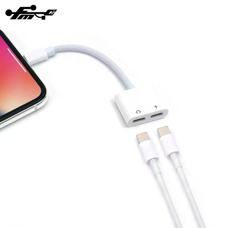 2 In 1 for iphone Earphone Audio Aux Splitter Headphone Jack Adapter