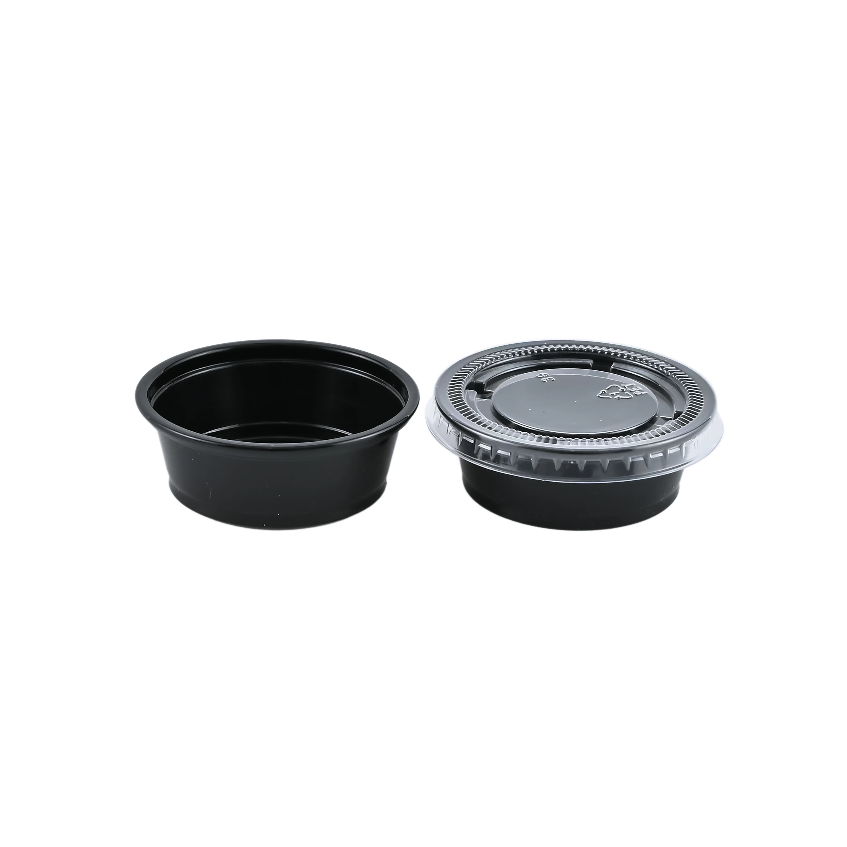 2024 Best-selling 1.5 oz Disposable Salad Dessert Black Plastic Sauce PP Cup With pp Lid