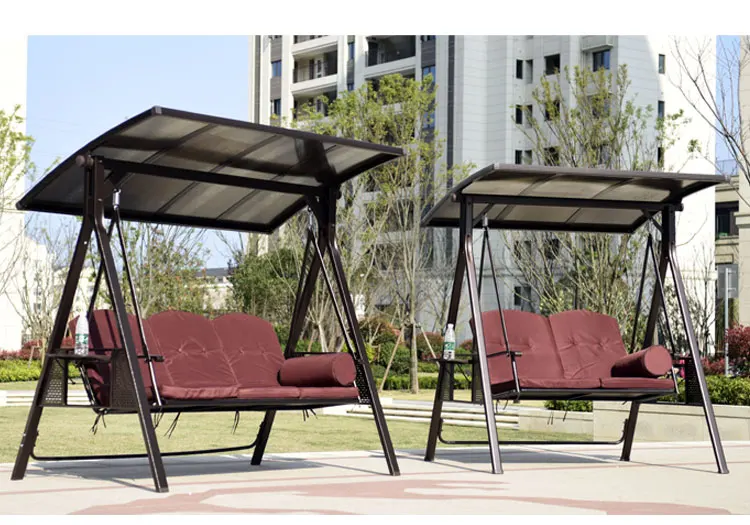 Living Yard Lounge Double Free Standing Hanging Outdoor Patio Cup Holder Swing Chair