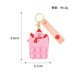 New Arrival Stress Reliever Silicone Push Pop Bubble Wallet Keychain Simple Dimple Fidget Toys Bag Coin Purse for Christmas Gift