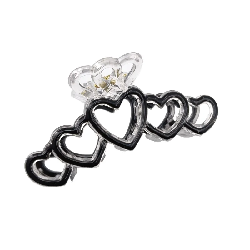 10cm Heart Crown Hair Claw - Enamel Painted Heart Shape Hair Clip for Elegant and Stylish Hair Accessories