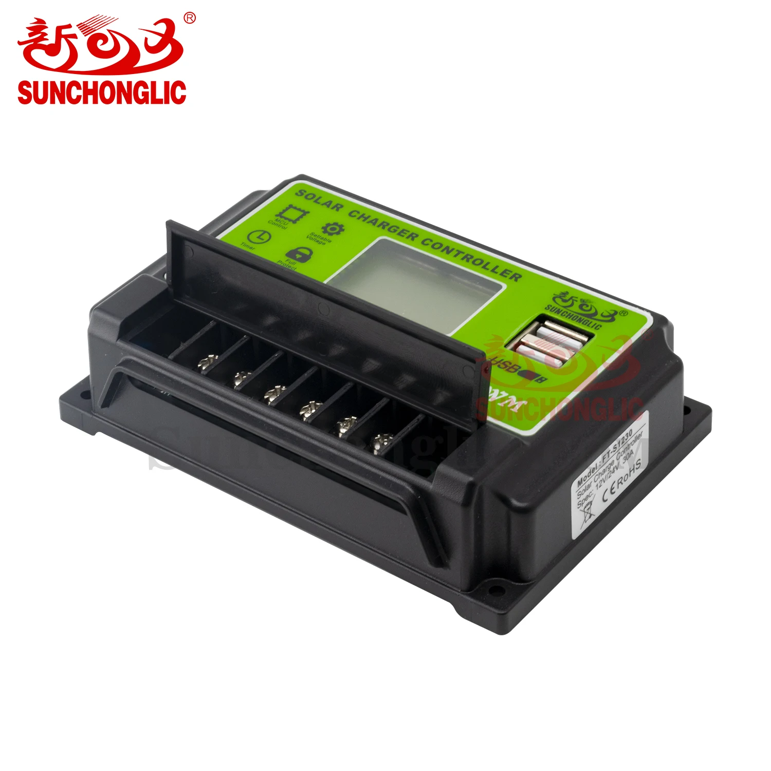  Sunchonglic ШИМ контроллер 12V 24V 30A pwm регулятором солнечного