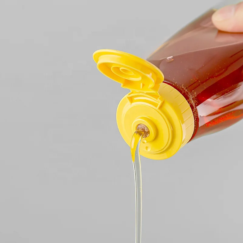 Leak-proof upgrade, hole enlarging 38/400 40mm 53mm honey condiment bottle cap Silicone valve plastic flip top cap