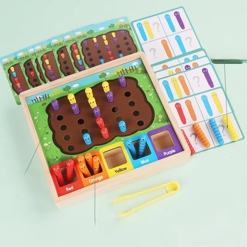 Montessori Toy Preschool Wooden Educational Toy Fine Motor Skills Counting and Math Concepts with Chicken Pest Control Play Set