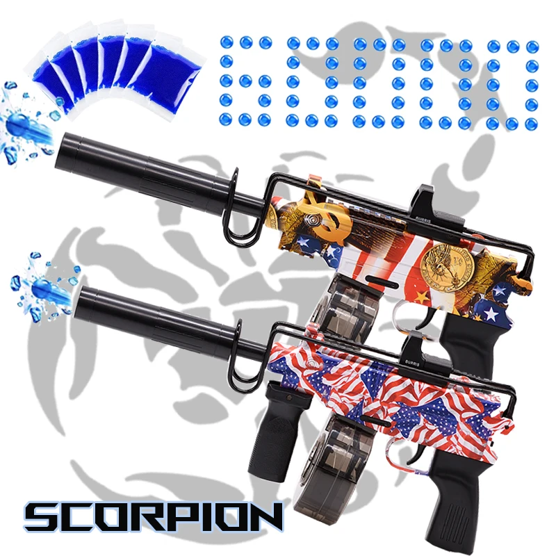 2022 Amazon Hot Sell Customized Skin 60000 Gel Beads Electronic Scorpion Pistol Gel Ball Blaster  Splatter Ball Toys