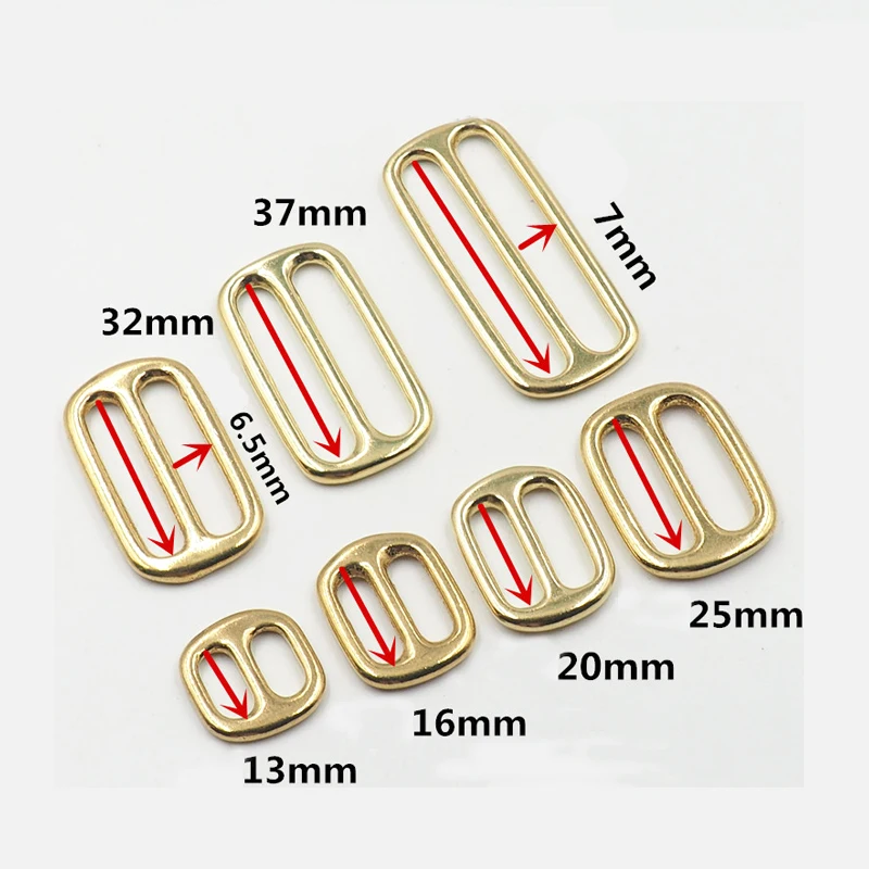 13/16/20/25/32/38/50 Solid brass metal tri-glide adjuster wire belt buckle ladder lock buckle