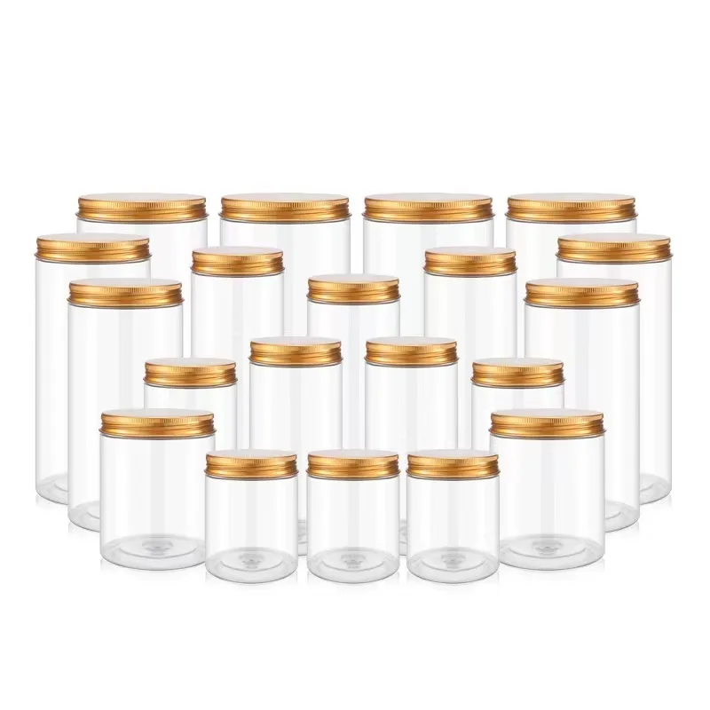 In stock 50ml -1000ml wide mouth plastic food jars clear pet jar plastic jars with lid