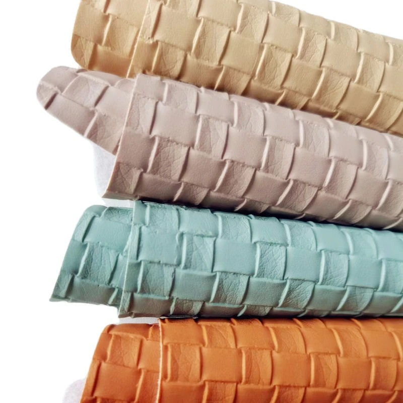 new design Wholesale  Woven pattern  colorful leather finish decoration for furniture home fabric