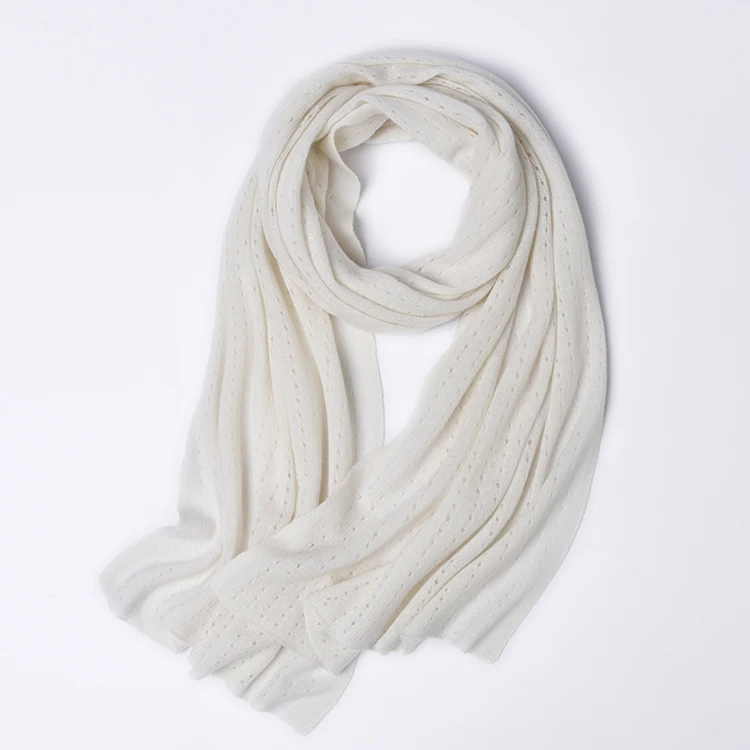 Winter Neck Warm Thick Knit Scottish Cashmere Pattern Knitted net 100% Cashmere Scarf for Women