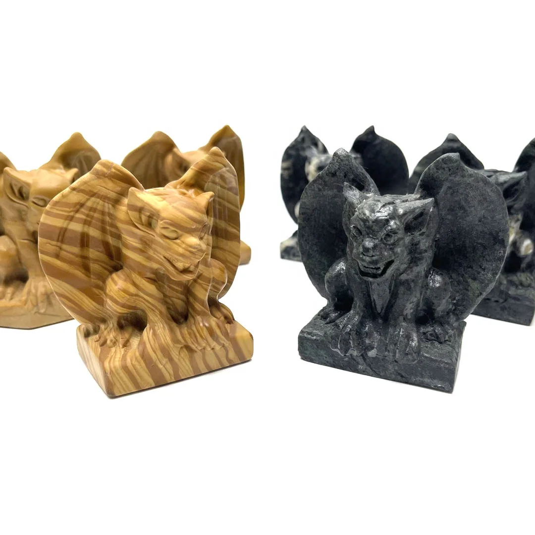 Wholesale natural hand carved art sculpture garden statue gargoyle crystal crafts for meditation decor