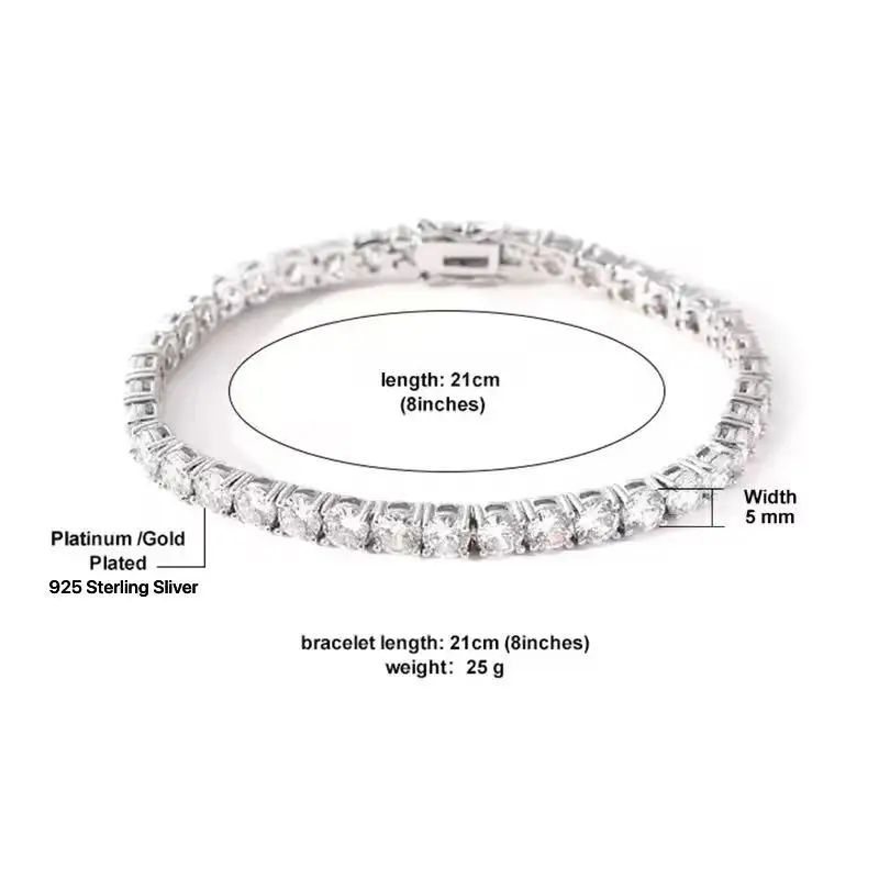 7 Carat Top Quality Moissanite Jewelry Tennis Bracelet 3-8mm 925 Sterling Sliver VVS1 D color GRA Certified Moissanite Jewelry