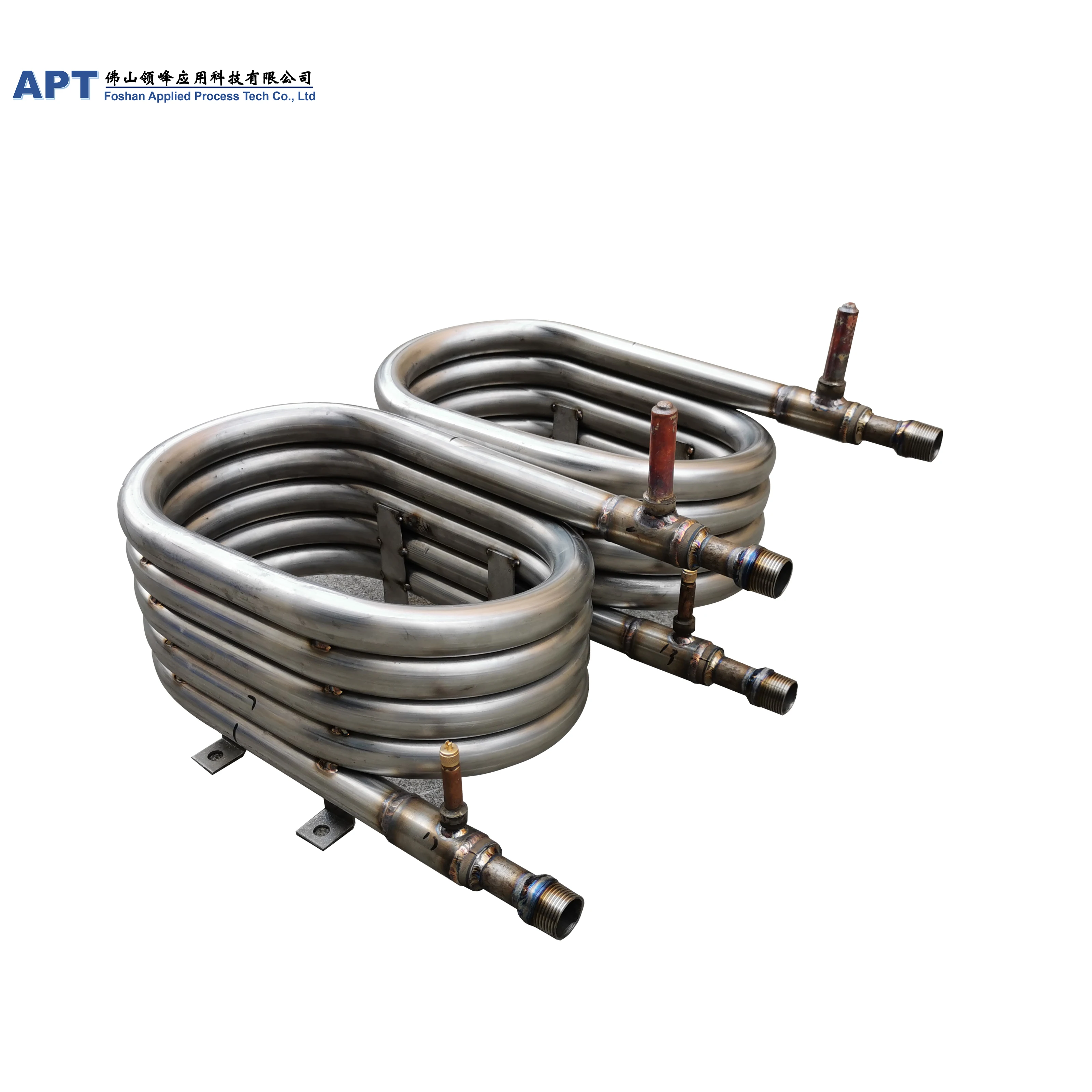 
Double pipe copper Stainless steel Titanium corrugated tube coaxial coil heat exchanger for heat pump heating transfer 