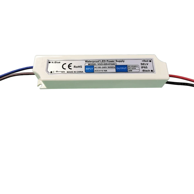 freezer 20w led driver 100-240v to 12v 1.5a power supply waterproof ip67 class 2 driver led 18w