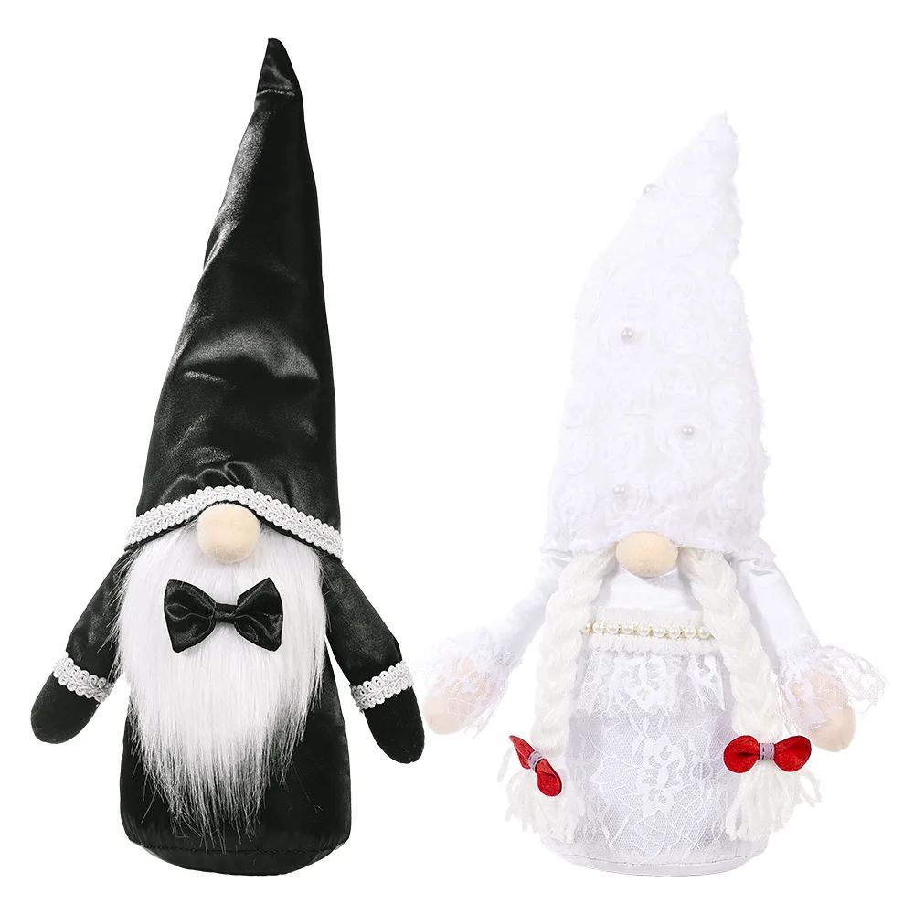 Handmade Wedding Decoration Swedish Tomte Plush Faceless Doll Elf Bride And Groom Doll Decorative Wedding Gnome