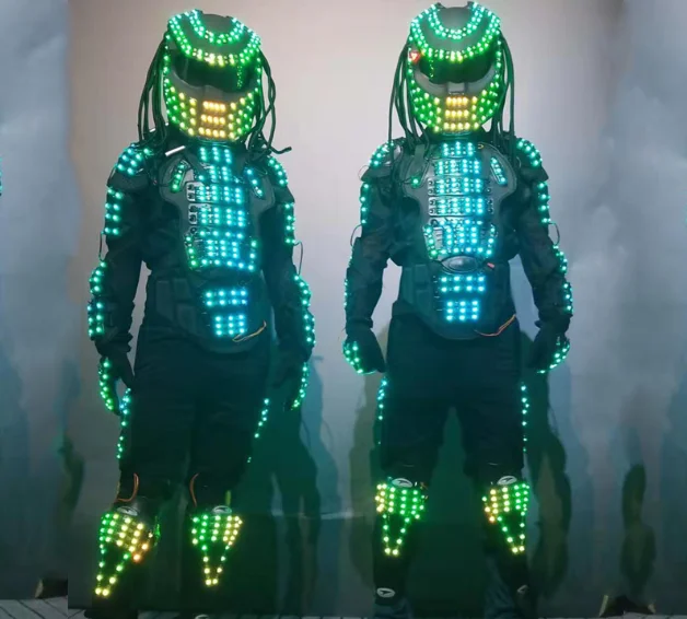 Led RGB Color Moving Dance Robot Costume Suit for Men Party Luminous Performance Wear