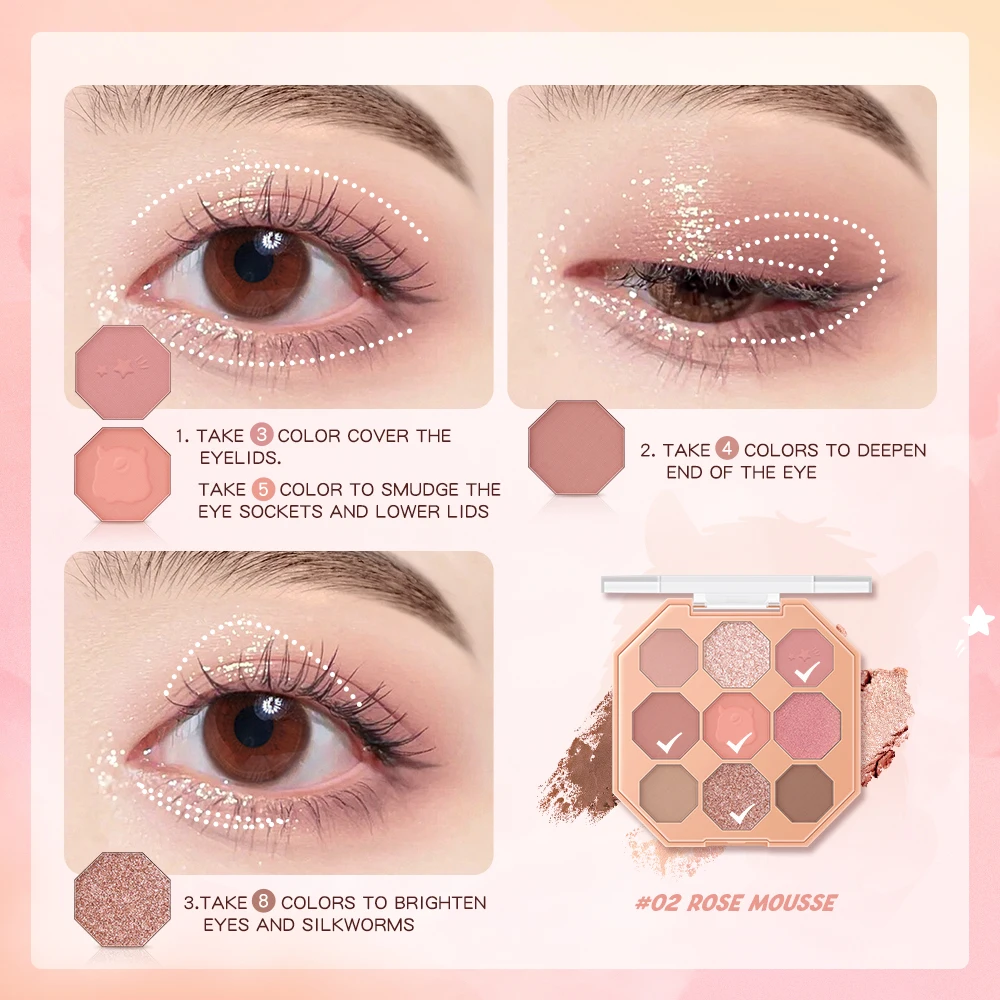 BANXEER 9 Colors Matte Eyeshadow  Nude Matte Eyeshadow Pink Matte Eyeshadow Palette