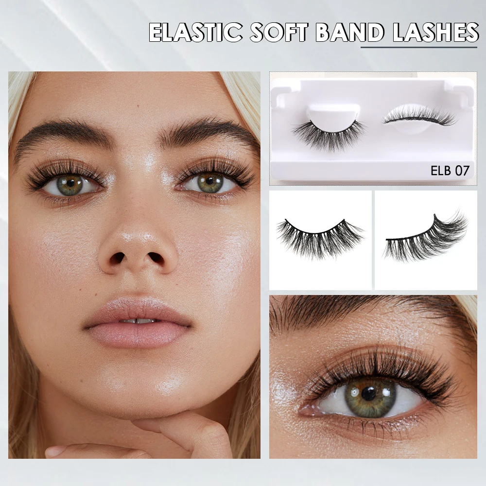 custom elastic black band 3d bulk faux mink wispy fluffy eye lash natural full strip lash vendor