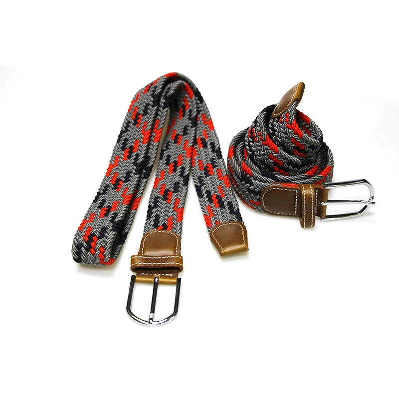 Wholesale Handmade Leather Weaving Belt Women Fabric Adjustable Pattern Belt Elastic Braided Belt
