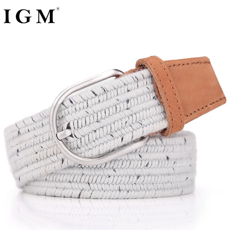 Fashion Women Real Leather Fabric Elastic Belt
