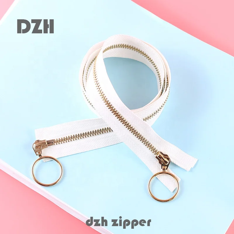 
3# 4# 5# 8# 10# auto lock Custom Gold White Black Long Chain Open End Close End copper brass Metal Zipper In ZIP For clothes 