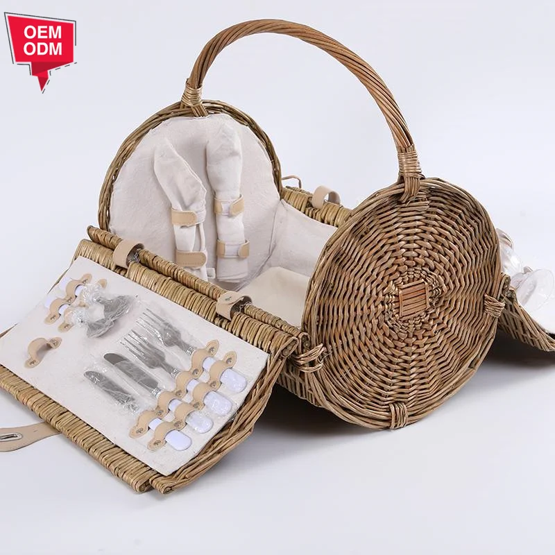 Open Weave Optima Picnic Woven Basket Craft For 6 Person