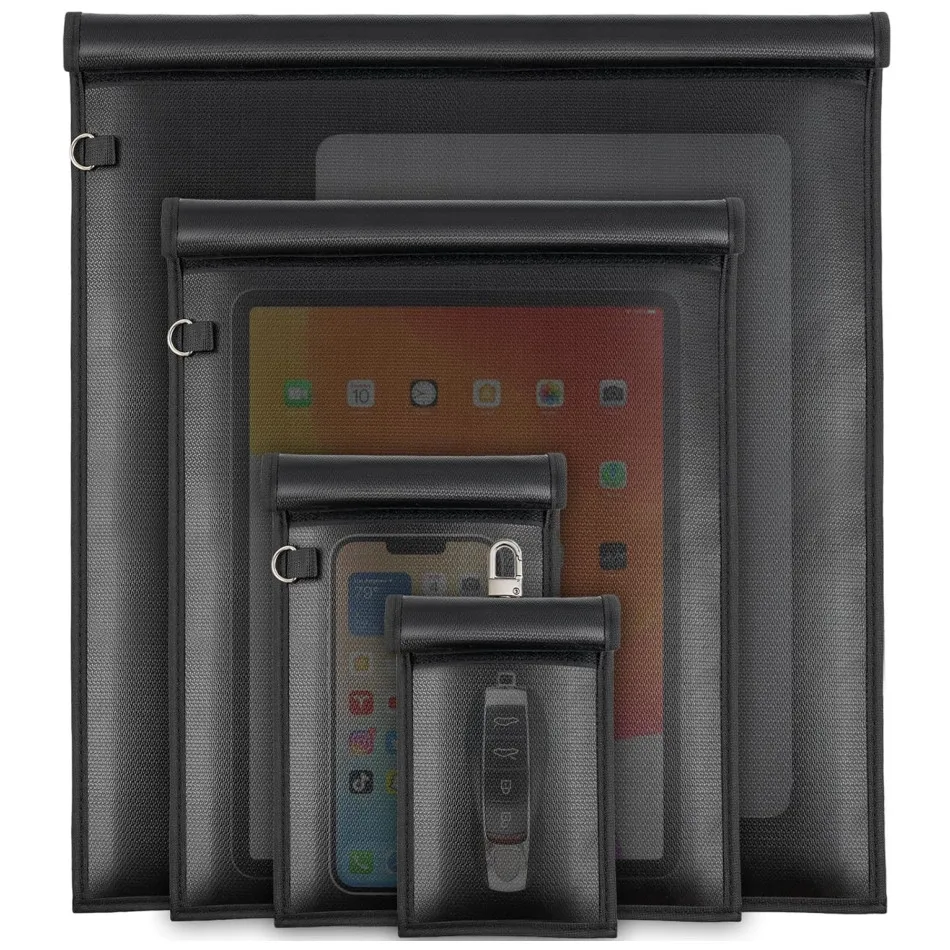 Faraday Bag for Laptops & Tablets & Car Keys - 4 Pack Faraday Cage, Faraday Key Fob Protector, Fireproof & Waterproof RFID Bag