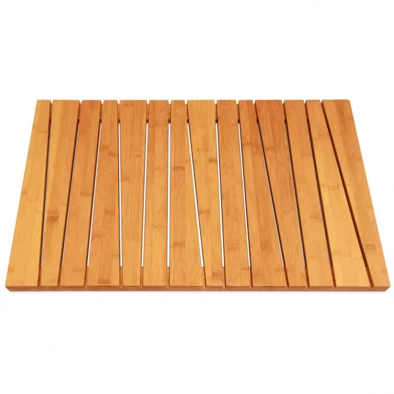 
Luxury Bamboo Bath Mat - Non-Slip Shower Floor Mat for Bathroom and Spa Folds for Easy Storage - Indoor and Outdoor Use 