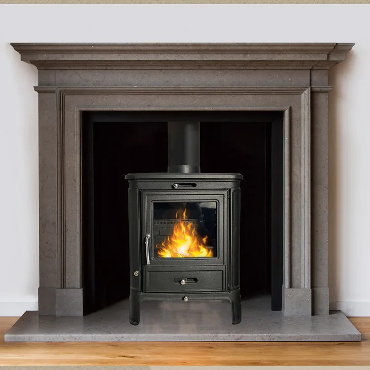 Esschert Design small modern contemporary cast iron indoor decoration  fireplace artificial heater wall mount wooden fire place