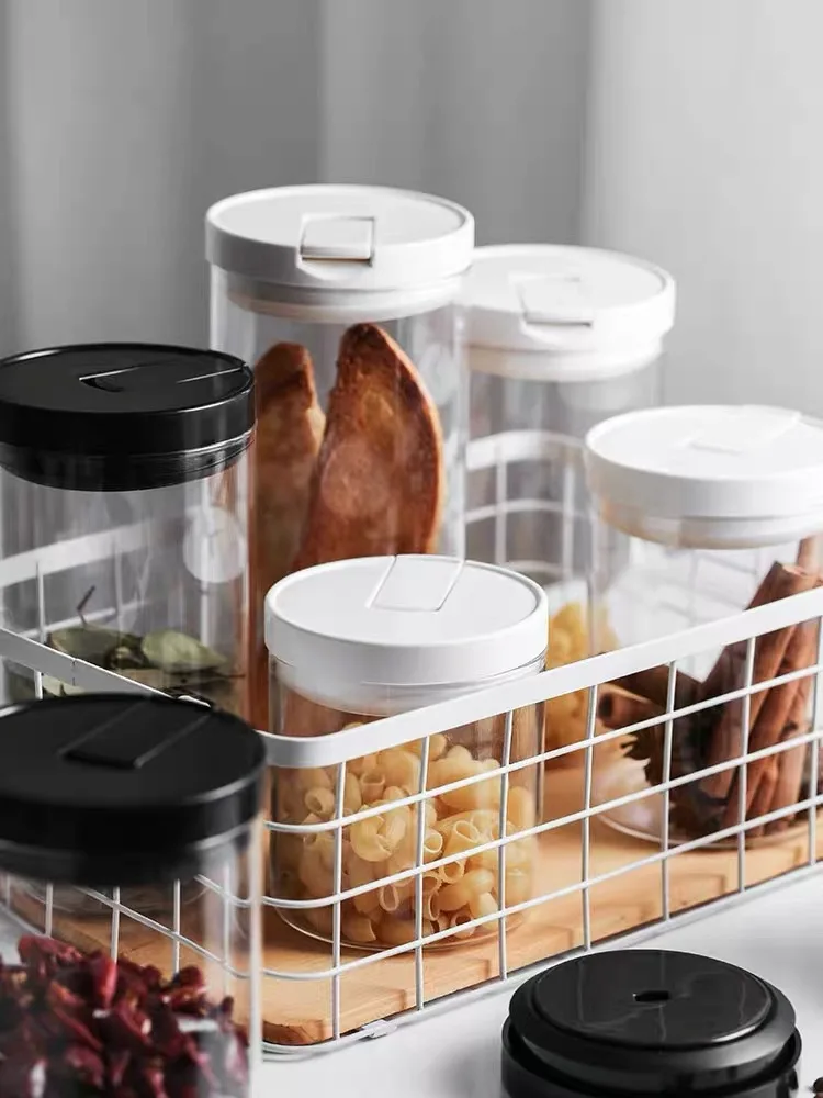 1000ml Wide Mouth Clear Straight Sided Airtight Glass Candy Jar With Plastic Lid