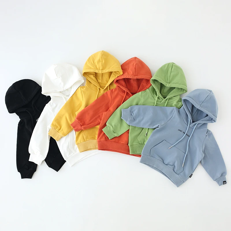 
Wholesale 100% cotton boys solid color letter printing hoodies kids 