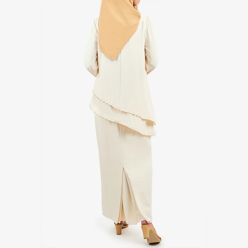 Custom beading blouses and long skirt 2 piece set kebaya indonesia women baju kurung 2023 malaysia modern muslim clothing